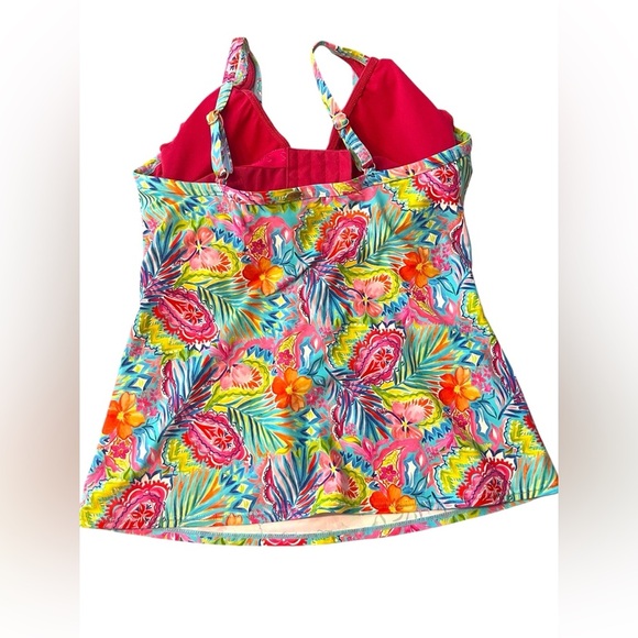 Sunsets Colorful Floral Underwire Bra Tankini Top 36DD - Picture 3 of 7